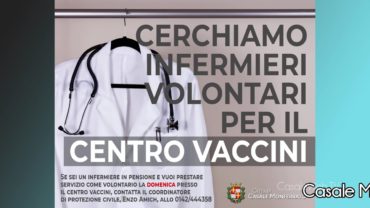 Casale Monferrato: per il centro vaccini si cercano urgentemente infermieri in pensione