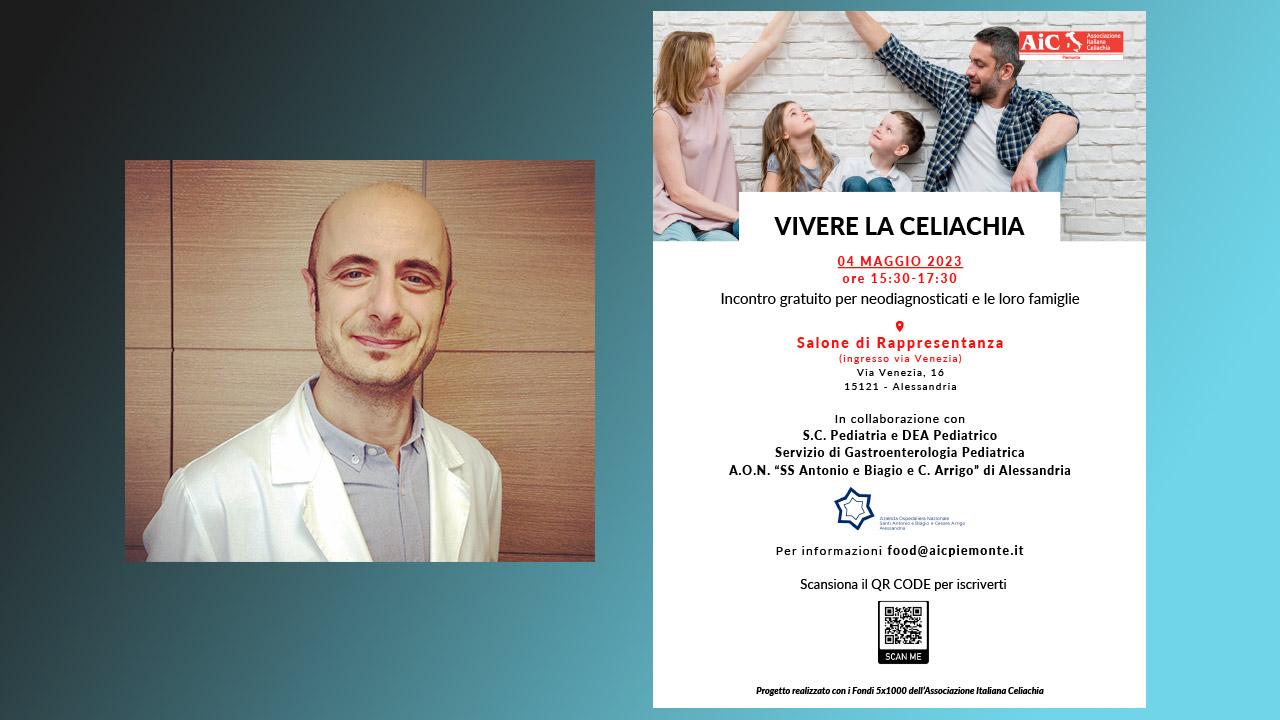 ASL AL:  Vivere la celiachia: un incontro dedicato ai neodiagnosticati e alle loro famiglie, giovedì 4 maggio