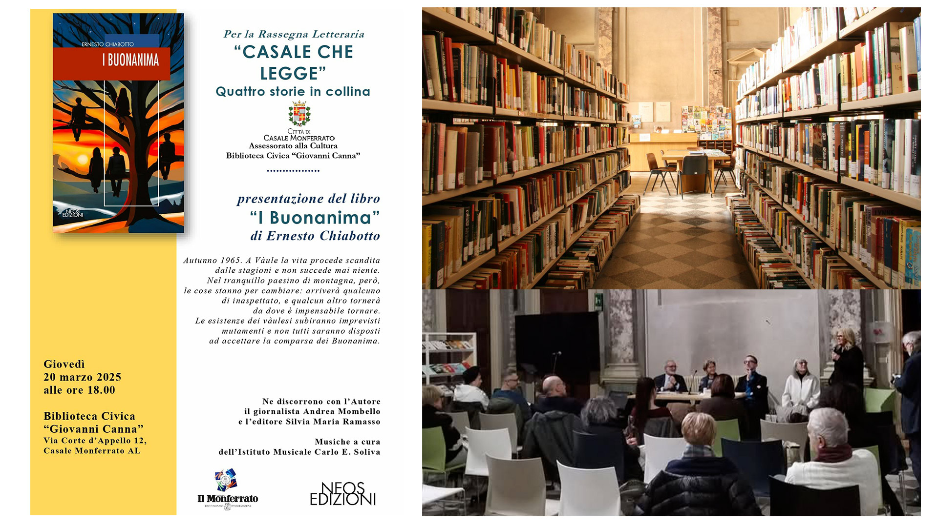 Secondo appuntamento con “Casale che legge: quattro storie in collina”