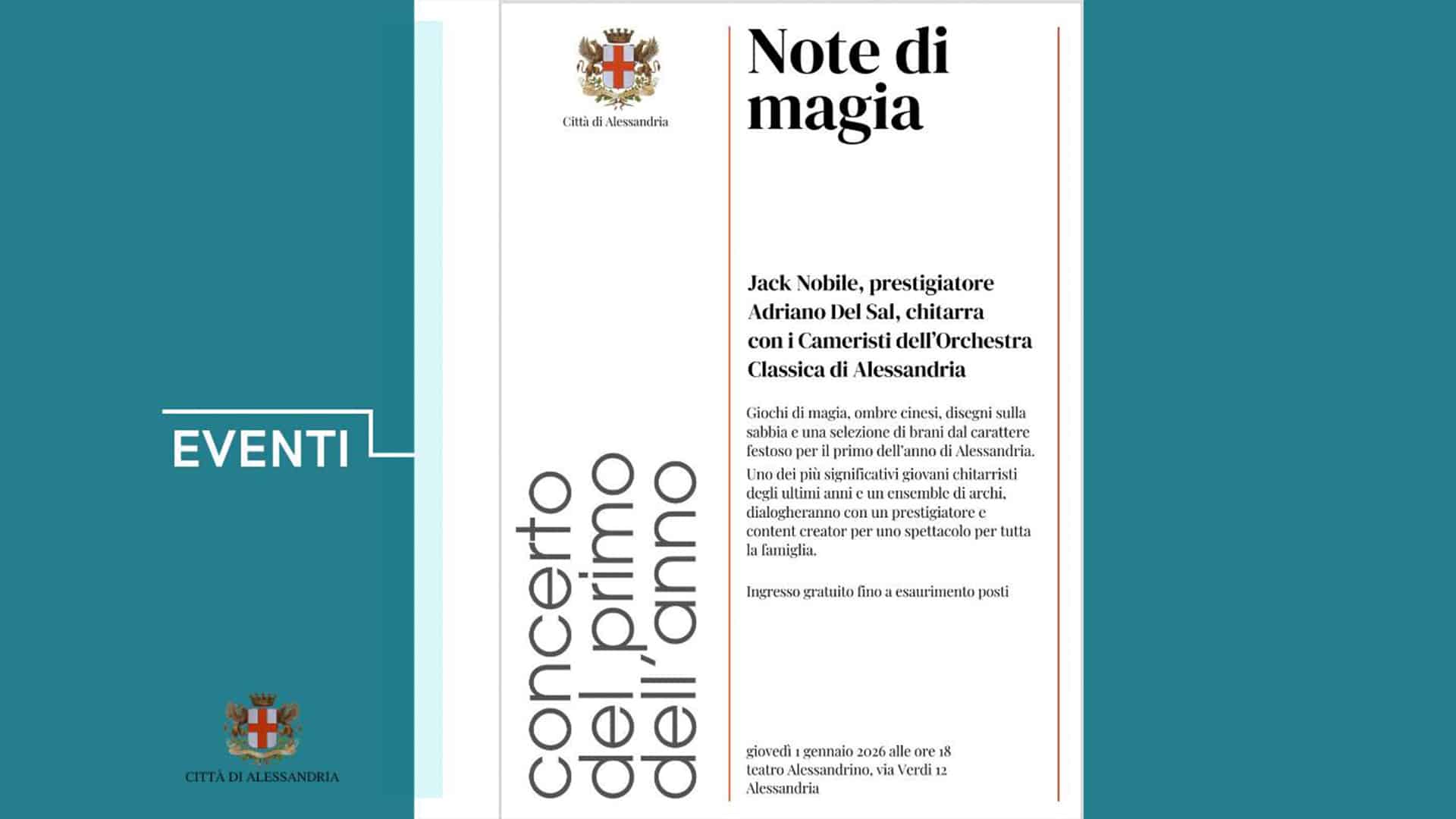 Alessandria: Concerto di Capodanno “Note di magia”