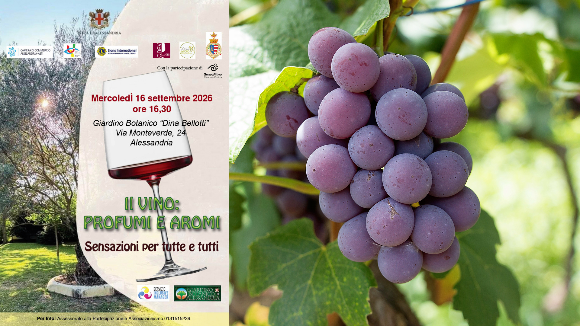 Alessandria, il vino diventa esperienza sensoriale e inclusiva al Giardino Botanico